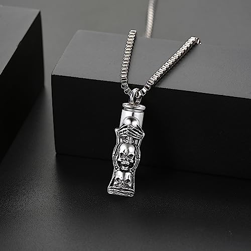 Skull Ash Necklace For Men 925 Sterling Silver Skull Urn Keepsake Pendant Goth Necklace Memorial Jewelry Gifts4