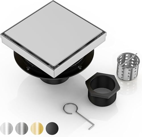 Image of DLONE Shower Drain | 6 Inch Brushed Nickel with Tile Insert Panel