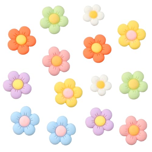 14 Stück Anstecker Blumen für Crocs Chrysanthemum Blumen Schuh Charms 7 Farben Schuhanstecker Bunte Niedliche Blumenform Charm für Damen Mädchen DIY Clogs Sandalen Schuhschmuck