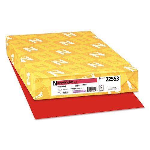 Color Paper, 24lb, 11 x 17, Re-Entry Red, 500 Sheets