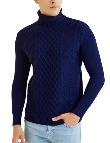 Men Turtleneck Sweater Merino Wool Knit Sweaters Fall Winter Warm Long Sleeve Pullover Knitted Tops