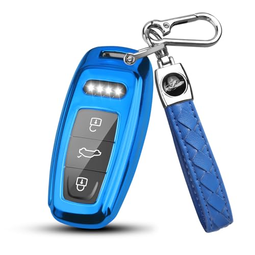 Coque de clé Audi bleue en TPU souple pour sécuriser votre clé A6 ou Q7