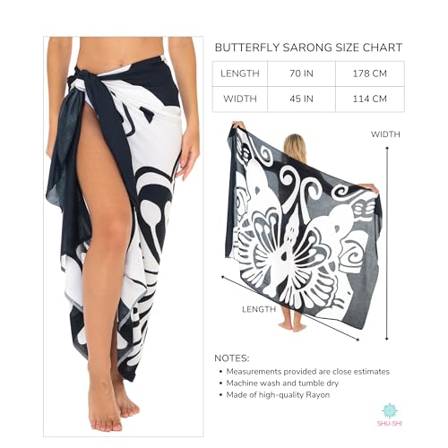 SHU-SHI Sarong Coverups for Women Beach Skirt Butterfly Wrap Swimsuit Long Pareo Cover Up4