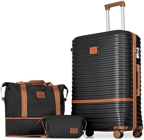 Joyway Luggage Set 3 Piece Suitcase Sets, Expandable Carry on Luggage with Spinner Wheel, Hard Shell Luggage Set with TSA Lock, Black brown, 4 piece set (13/20inch), Hardside Expandable Travel Laggage 11
