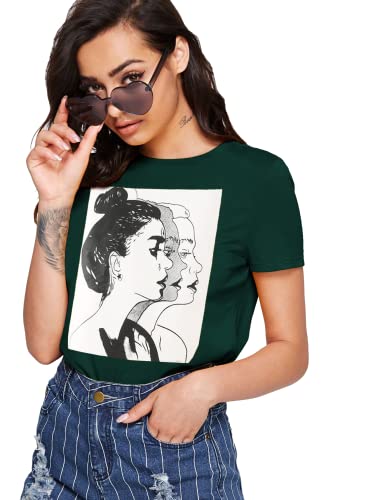 Image of Fabricorn Plain Printed Cotton Tshirt for Women