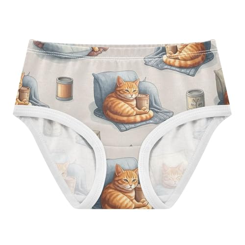 Cute Kitten Orange Tabby Cats Toddler Girls Underwear 2t Cotton Panties Little Girl Flower Kids Briefs Undies