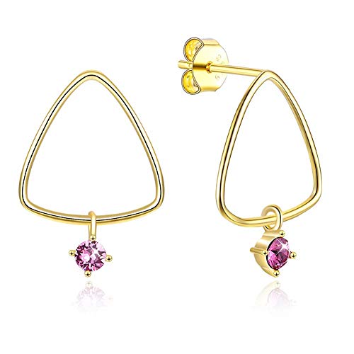 Boucles d'oreilles triangle argent S925 anti allergie cristal rouge