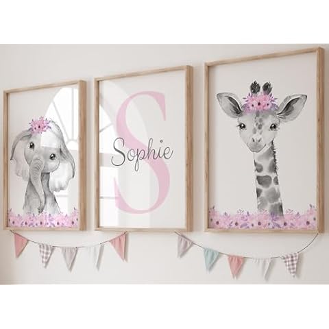 Personalised Safari Animals Nursery Poster Set Cover