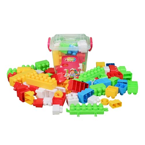 Image of Building Block Set with Storage Container. Fun DIY Toy for Kids |Educational & Creative Learning Toy | Puzzle Assembly Shapes | Durable, Multicolored. (Mega Block, 40, Piece)