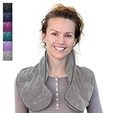 Qomfor Körnerkissen Nacken Schulter - Wärmekissen Mikrowelle - Weizen un Lavendel gefüllt - Körnerkissen Mikrowelle zur Schmerzlinderung, Näcken Schulter, Rücken - Hellgrau