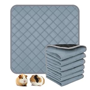 6 Packs Washable Guinea Pig Cage Liners, Waterproof Guinea Pig Pee Pads Reusable Absorbent Bedding Anti Slip Mats for Small Animals Bunny Rabbit Hamster (12 x 12in)