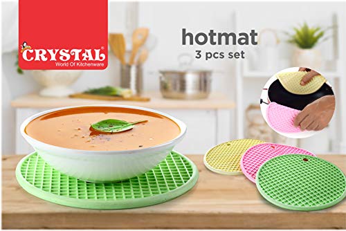 Image of Crystal Rubber Heat Resistant Hot Mat Set, 18 cm, 3-Pieces, Multicolor