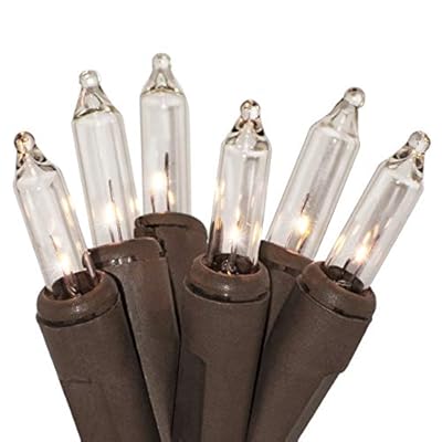 612 Vermont 35 Clear Mini Christmas String Lights on Brown Wire Cord, UL Approved for Indoor Use Only, 9 Foot of Lighted Length, 10 Foot of Total Length