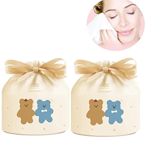 KMAKII Disposable Face Towel Cotton Facial Towel Makeup Remover Tissues Cotton Tissue for Sensitive Skin -2 Rolls(75 Pcs/Roll)