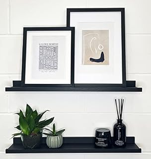 pf+a Floating Shelves Black 70cm Shelves - Set of 2 70cm Black Modern Shelves - Wall Shelves For Bedroom, Living Room, Office