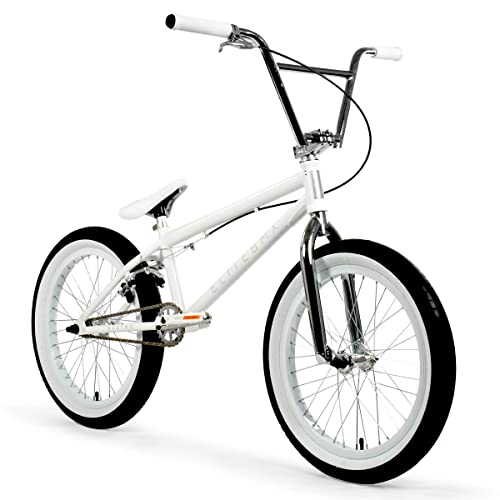 Elite BMX Bicycle 18', 20' & 26' BMX Bike - Freestyle BMX Bike All Models Come with 3 Piece BMX Crankset (20', White)