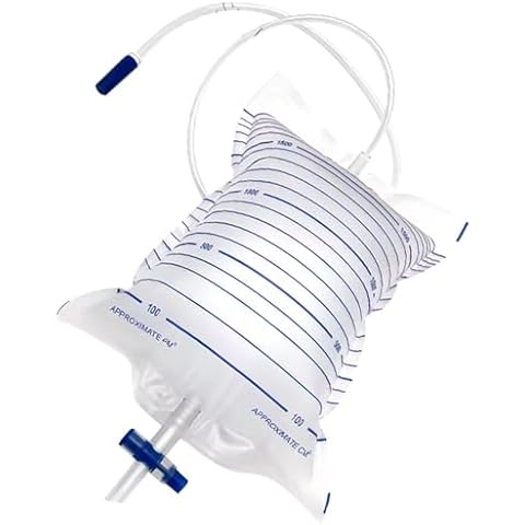 Urinary Drainage Bag, 2000mL, Anti-Reflux Valve, Easy Drain Switch, for Home and Hospital Health Aids (10 Pack) Cover