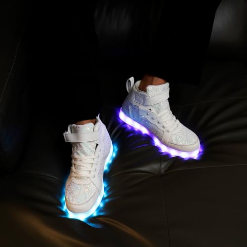 Image of Glitter Led Shoes Light Up Shoes High Top Sneakers for Women Men Flashing Dancing Shoes for Halloween Christmas Party with USB Charging
