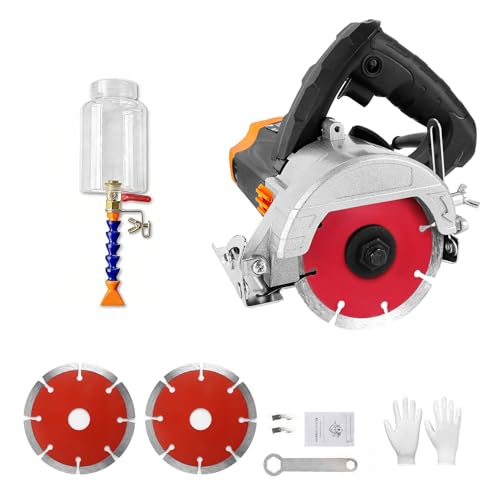 1300W Coupe Carrelage Électrique, Coupe de Carrelage 45 Degrés, Scie à Carreaux Électrique, Sec et Scie à Eau, 0-34mm Profondeur Réglable, avec 2 Lames &...