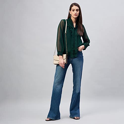 Image of Carlton London Women's Solid Polyester Blend Regular Fit Blouse