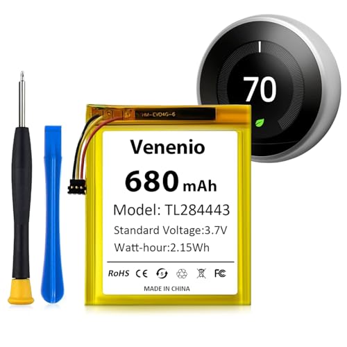 [680mAh] Battery for Nest Learning Thermostat 2nd 3rd Generation TL284443, T3007ES, T3008US, T4000ES, A0013 with Repair Tools