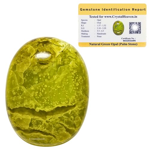 Image of Certified Green Opal Crystal Palm Pebbles Stones for Anxiety Stress Relief Massage - AAA Grade Original Healing Gemstone Agate Palm Stone for Yoga Meditation Spiritual Reiki Feng Shui