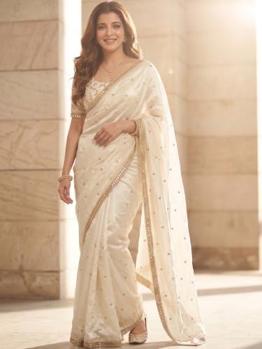 Image of Space Sattin Multi Sequence Full Worked Saree With Original Mirror Lace & Havey Sequence Full Worked Unstitched Blouse Piece