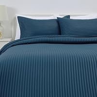 Amazon Basics 3-Piece Microfibre King Bedding Duvet Cover Set, Duvet Cover 225 x 220 cm & 2 Pillowcases 50 x 80 cm, Navy Blue