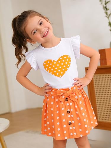 Image of Ayzozuy Kid Girl Clothes Shorts Set 2 Piece Outfits Summer Casual Short Sleeve Top and Shorts Set for Girls 4-7