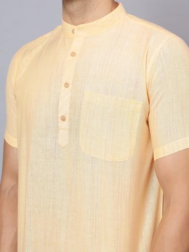 Image of LATEST CHIKAN Men's Cotton Regular Casual Strped Short Kurta Half Sleeves - (SK-LJ.DS.AS)