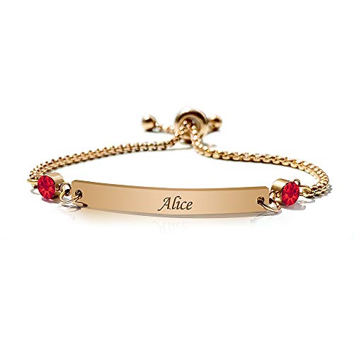 Personalised Birthstone Bracelets Valentine Christmas for Her Friend Mum Sister Bridesmaid Auntie Girlfriend July Birthstone Gift for Birthday 13th 16th 18th 21st 30th 40th 50th 60th