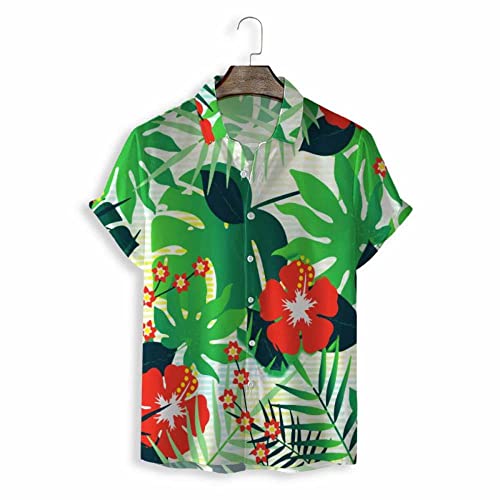 Chemise hawaïenne pour hommes à manches courtes motif monstera