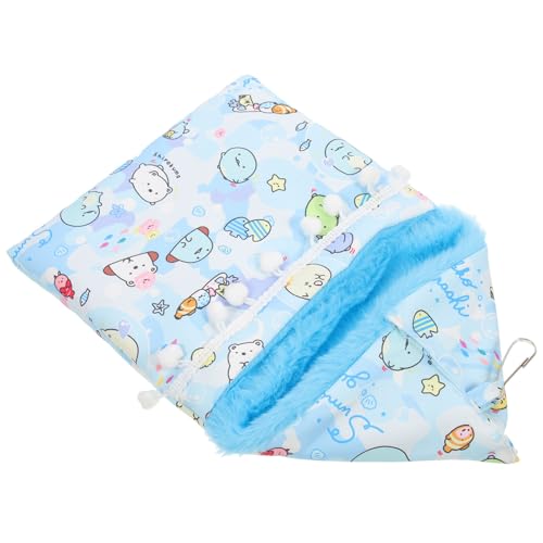 WEKAMOS Hamaca para Animales Pequeños Tipo Capa de Felpa Gruesa Cama Colgante Azul Diseño de Pollito Accesorio para Jaula de Hámster Cobaya y Chinchilla Hábitat Cálido y Cómodo