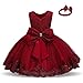 TTYAOVO Bebé Boda Bautismo Bautizo Tutu Vestido Chicas Princesa Vestir Talla(120) 4-5 Años 648 Rojo