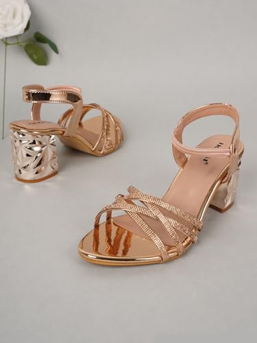 Image of IKAGI Women's Fashion Sandals | Faux Leather Comfortable and Stylish Heel | For Wedding Occasion| For Women & Girls