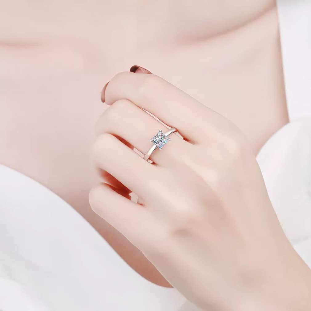 1/2 Karat D Color Square Moissanite Ring für Frauen S925 Silberschmuck Super Sparkle Wedding