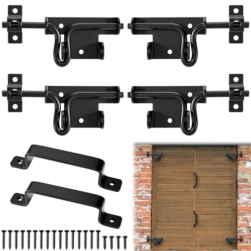 LEIFIDE 6 Pcs Hurricane Window Board-up Kit, 4 Sliding Bolt Latches and 2 Handles, Universal & Reusable, Easy Installation, Secures Windows for Storm Protection, Fits All Plywood Thicknesses