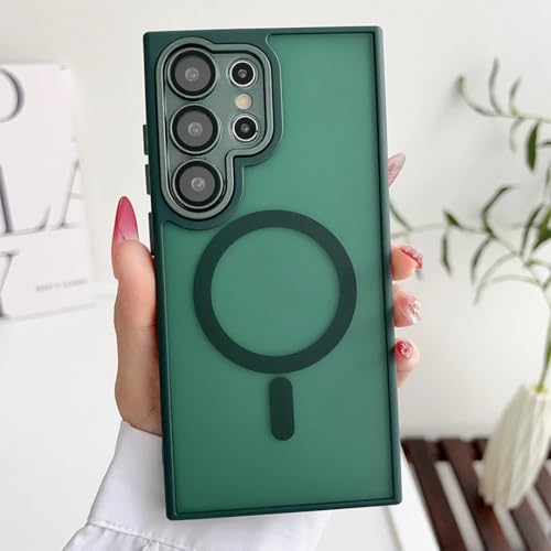 Coque rigide magnétique pour S22 Ultra antichoc couleur vert foncé