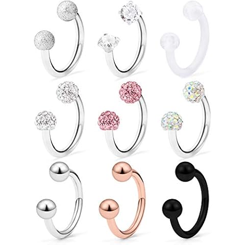 Hoeudjo 9PCS Surgical Steel Lip Hoop Ring Set Cover