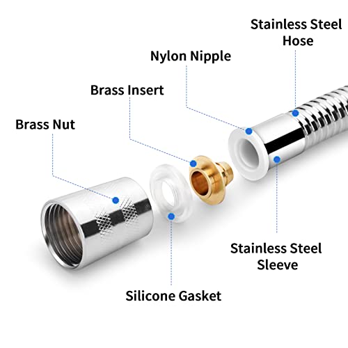Aopoy Long Shower Hose 3 Meters, 118" Metal Stainless Steel Shower Pipe, Anti-Kink and Leakproof, Bathroom Shower Cable - Image 3