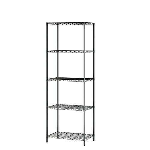 MULSH 5-Tier Wire Shelving Metal Wire Shelf Storage Rack Durable Organizer Unit Perfect for Kitchen Garage Pantry Organization in Black, 21" Wx14 Dx62 H