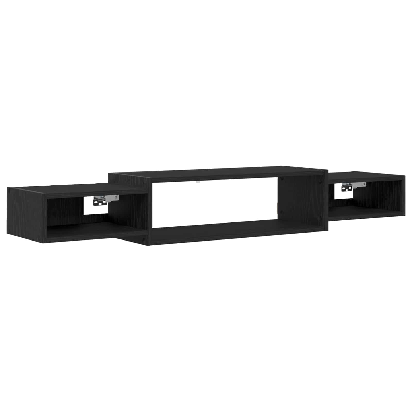 Etagere murale peu encombrante en bois chene noir pour ecran plat