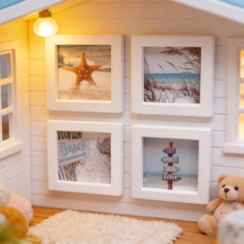 Lot de 4 cadres muraux miniatures pour maisons de poupées - 3 x 3 cm - Petits cadres photo à l'échelle 1:12 - Accessoires de maison de poupées pour salon,...