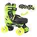 Yvolution Neon Combo Skates | 2-1 Quad and Inline Skates for Kids with LED Wheels | Adjustable Sizing (Green, 3 to 6)