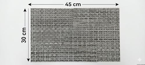 Image of Dribble Premium Anti UV-Mesh Woven PVC Table Placemats Set of 4 - Non-Slip, Heat Resistant, Washable Dining Table Mats for Kitchen, Dining & Office - 45cm X 30cm Durable Textured Design (Grey)