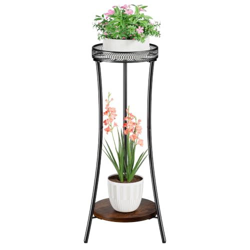 NQW 2 Tier Tall Plant Stand Inodoor, Heavy Duty Iron Flower Rack for Indoor Patio Balcony Corner