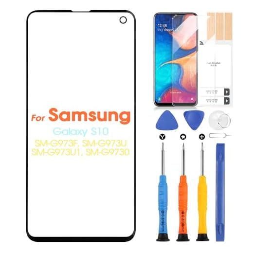 Tela para substituição de lente Samsung Galaxy S10 - Vidro frontal para Galaxy S10 G973 SM-G973F SM-G973U SM-G973W Kits de reparo de capa de lente de painel (preto)