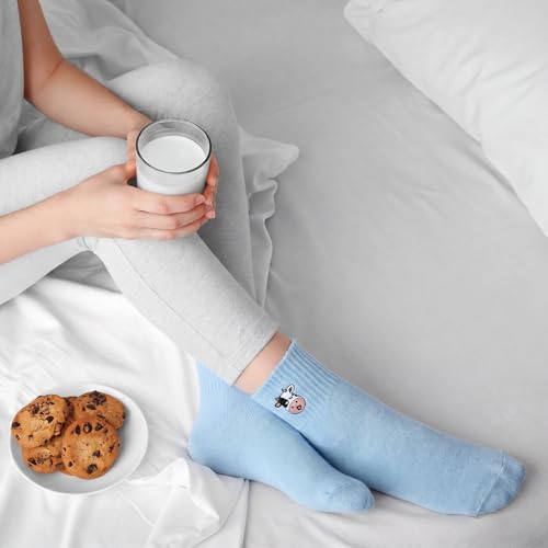 Image of Eurzom 10 Pairs Socks Womens Crew Elastic Ankle Length Cotton Socks Aesthetic Cute Lightweight Low Cut Gifts for Women