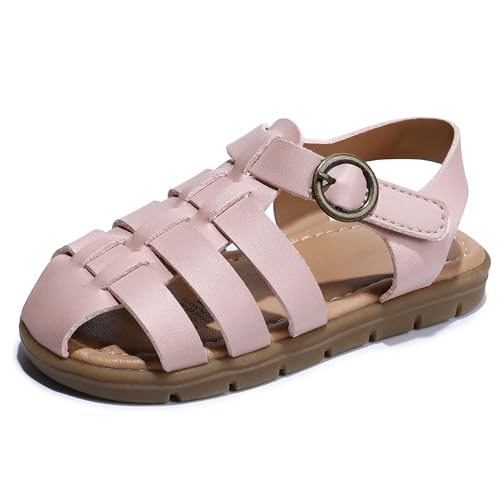 Summer Girls' Pink Sandals - Breathable Cutout Design, Adjustable Buckle, Soft Sole, Comfortable & Stylish for Kids Size 13