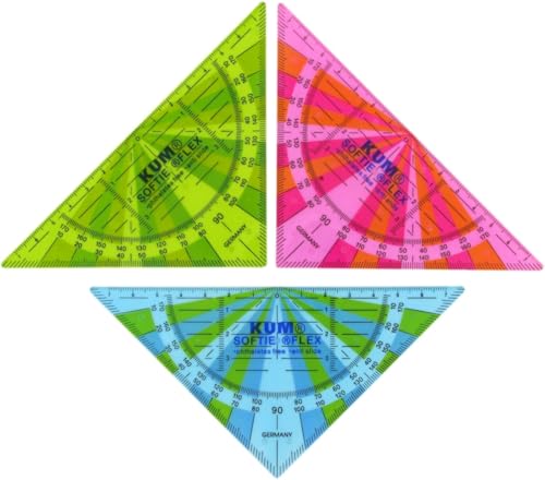 Escuadra flexible 17 cm, plantilla, geometría, caracteres triangular, multicolor, recibirá 1 de 3 colores